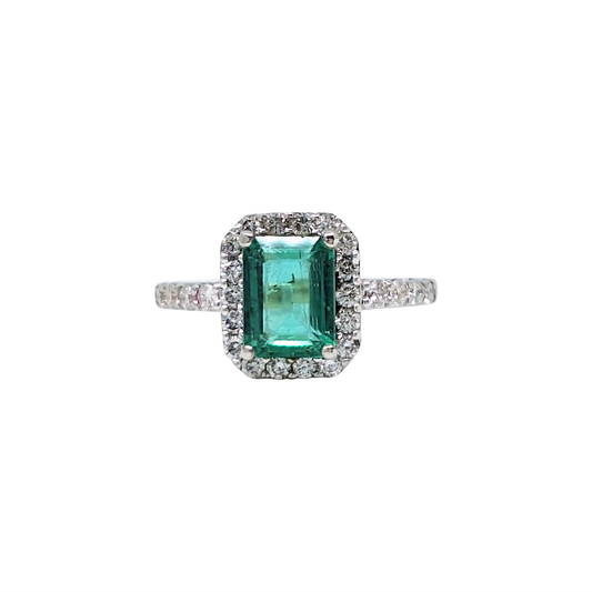 18ct Yellow Gold Tourmaline & Diamond Halo Ring