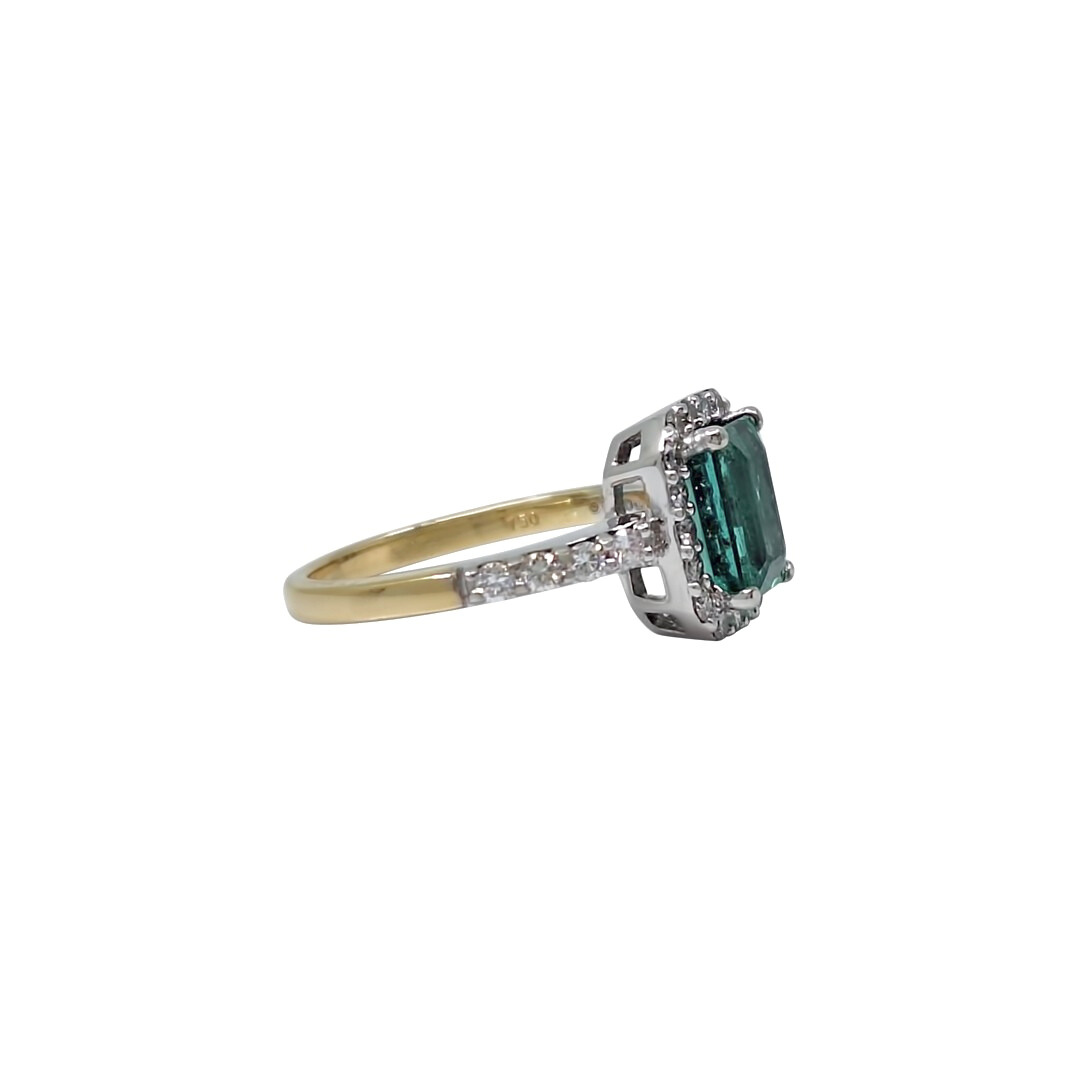 18ct Yellow Gold Tourmaline & Diamond Halo Ring