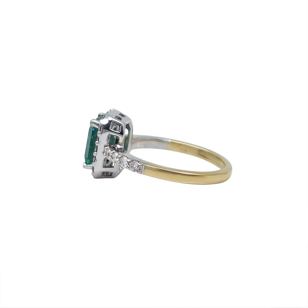 18ct Yellow Gold Tourmaline & Diamond Halo Ring