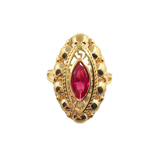 14ct Yellow Gold Red Cubic Zirconia Ring