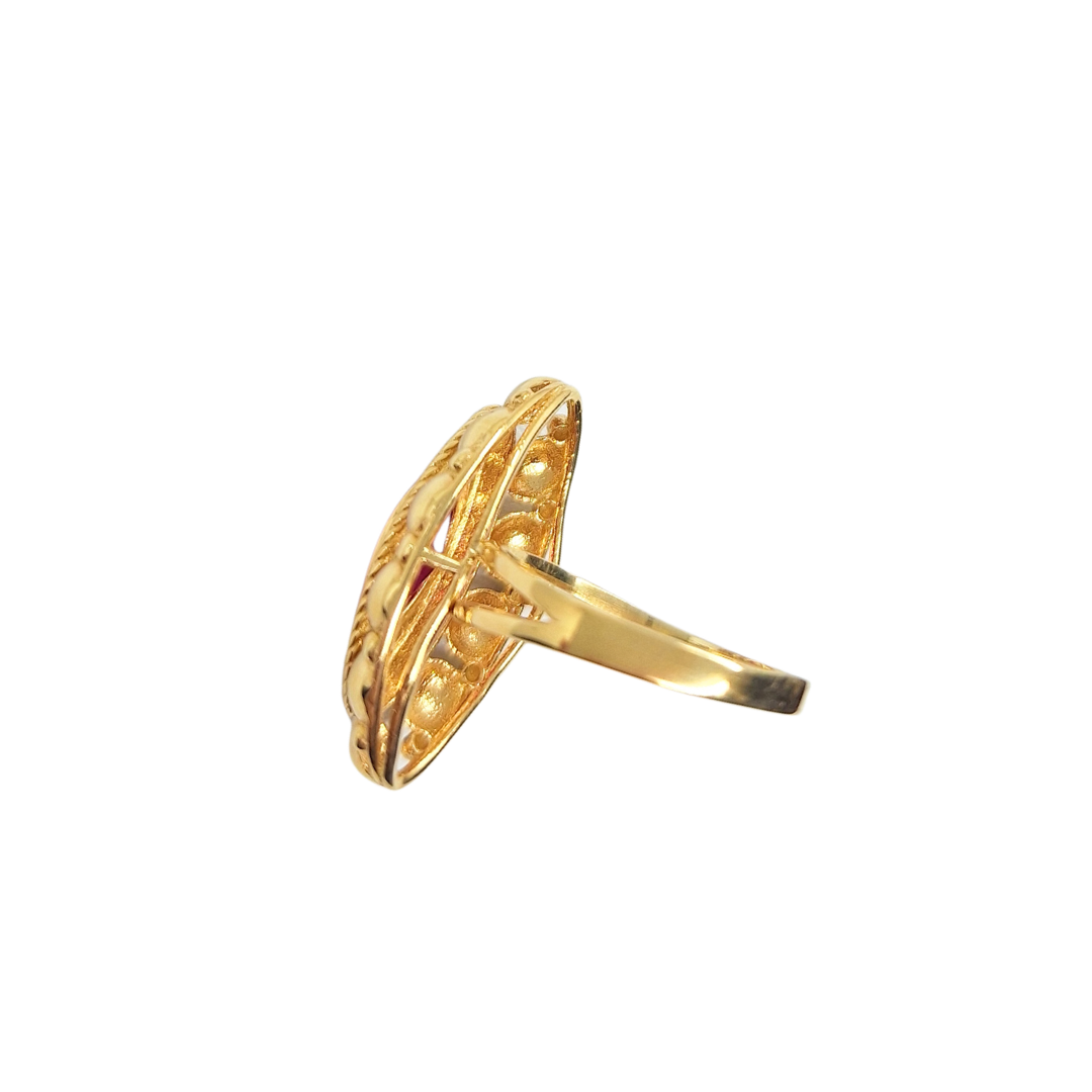 14ct Yellow Gold Red Cubic Zirconia Ring