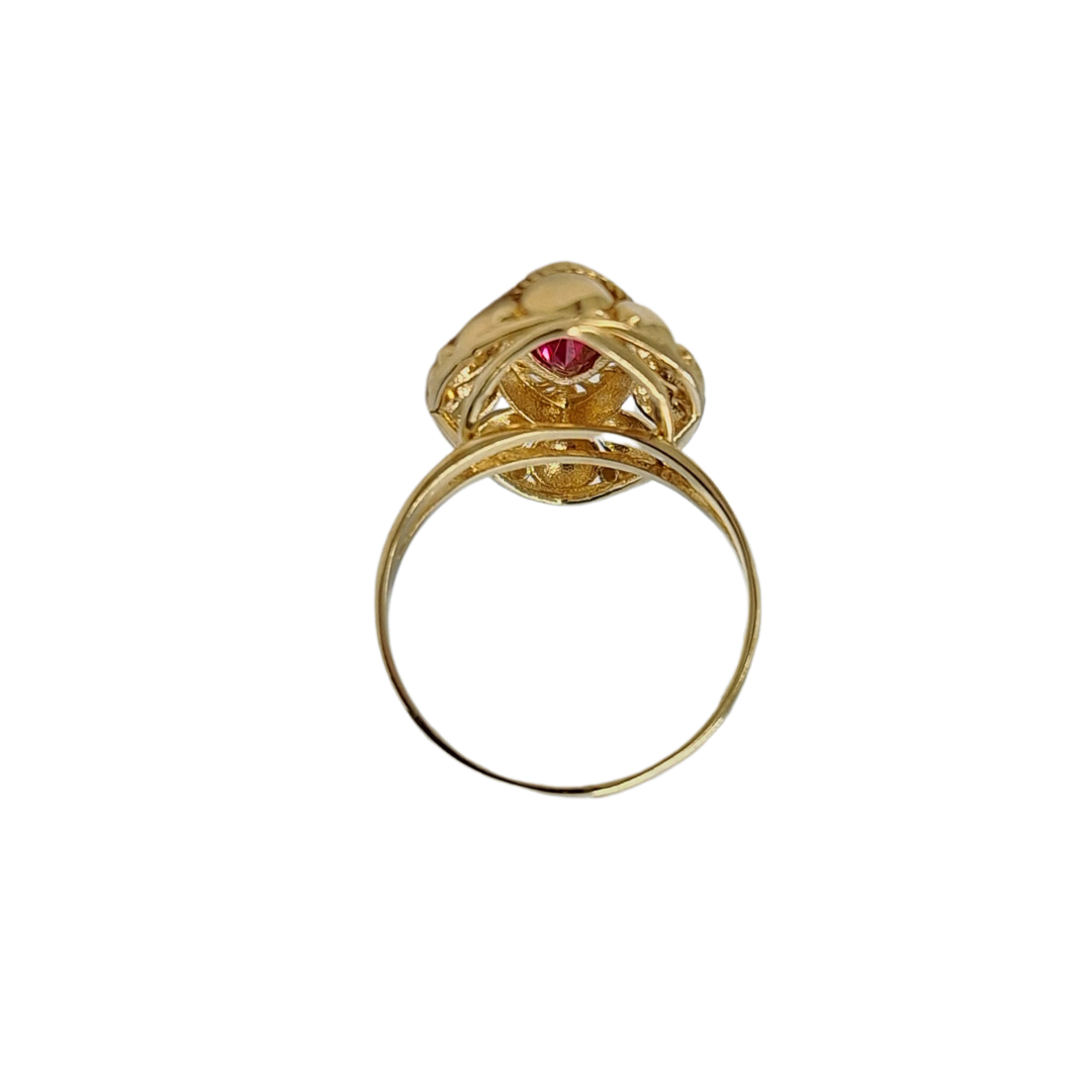14ct Yellow Gold Red Cubic Zirconia Ring