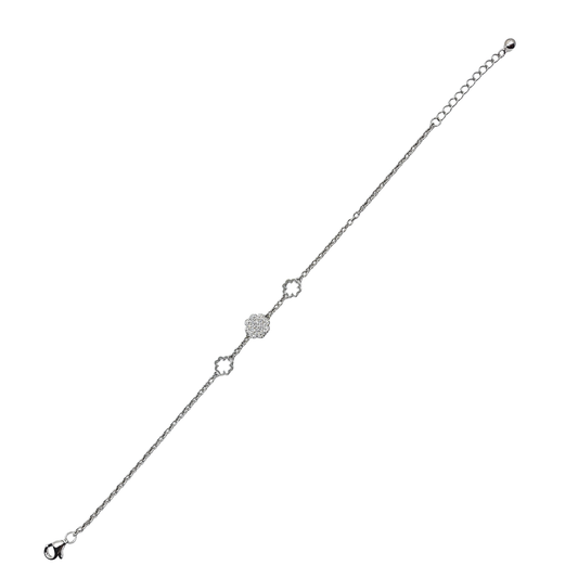 Silver Cubic Zirconia Flower Bracelet