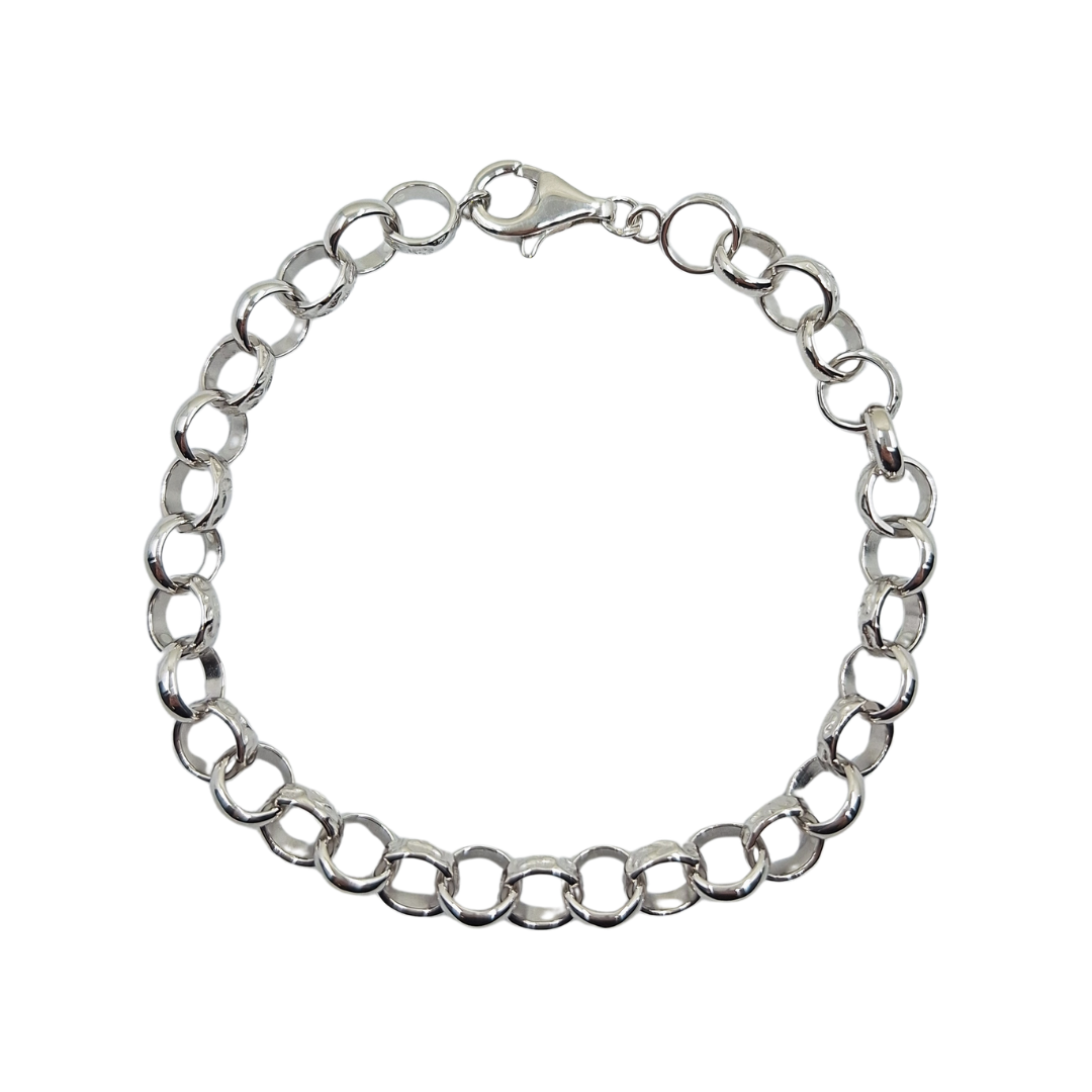 Silver Patterned & Plain Belcher Bracelet 7.5"