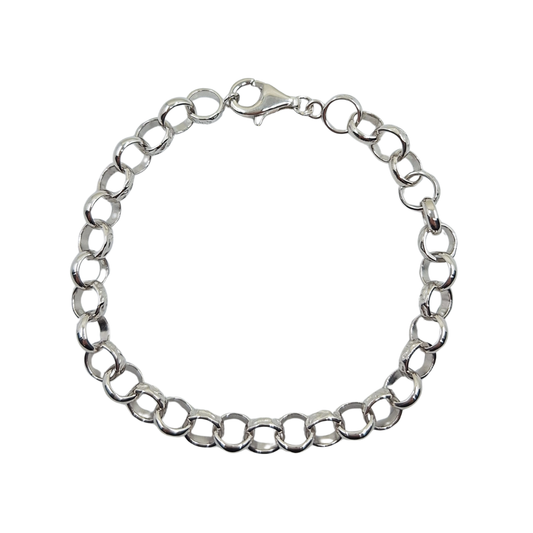 Silver Patterned & Plain Belcher Bracelet 7.5"