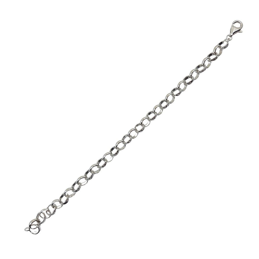 Silver Patterned & Plain Belcher Bracelet 7.5"