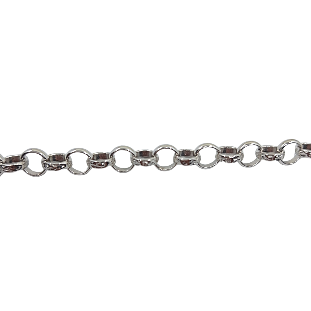 Silver Patterned & Plain Belcher Bracelet 7.5"