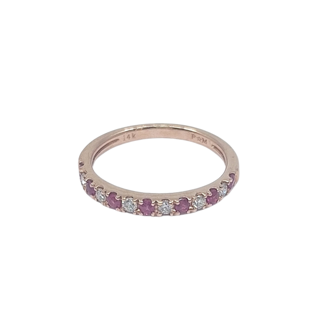 14ct Rose Gold Ruby & Diamond Eternity Ring