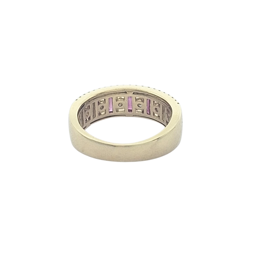 14ct Yellow Gold Ruby & Diamond Band Ring
