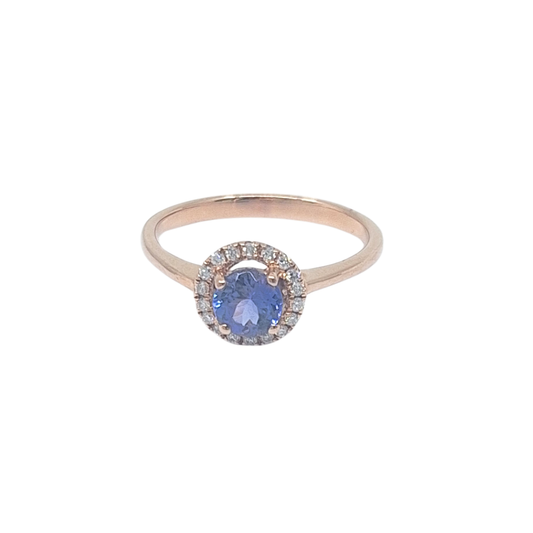 10ct Rose Gold Tanzanite & Diamond Cluster Ring