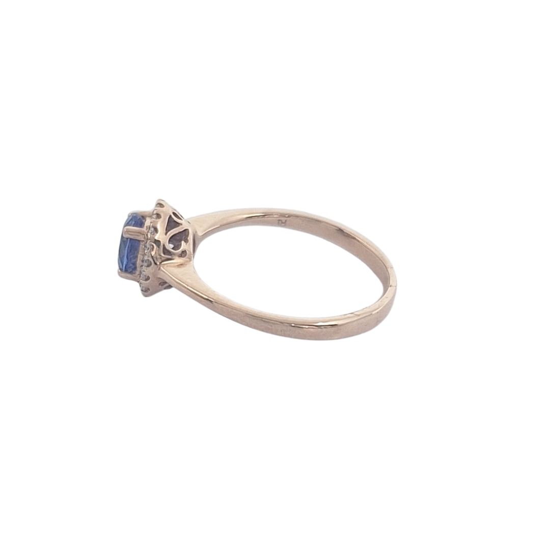 10ct Rose Gold Tanzanite & Diamond Cluster Ring