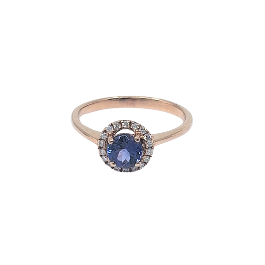 10ct Rose Gold Tanzanite & Diamond Cluster Ring
