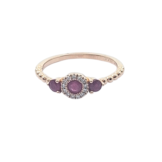 14ct Rose Gold Ruby & Diamond Cluster Ring