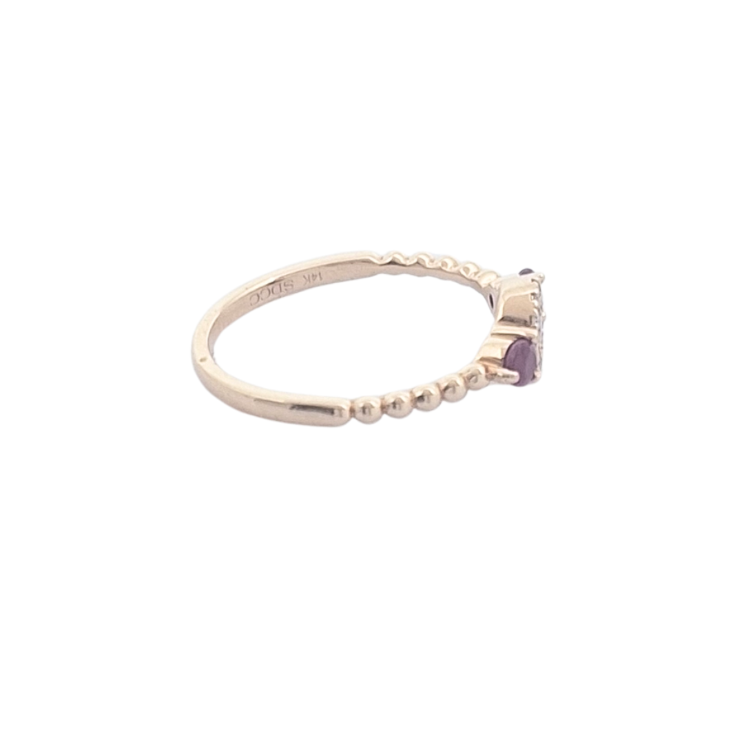 14ct Rose Gold Ruby & Diamond Cluster Ring