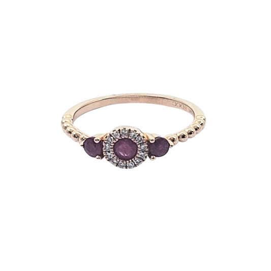 14ct Rose Gold Ruby & Diamond Cluster Ring