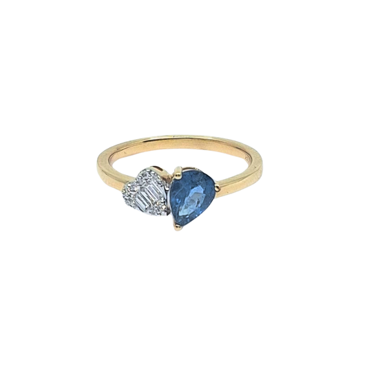 14ct Yellow Gold Sapphire & Diamond Ring