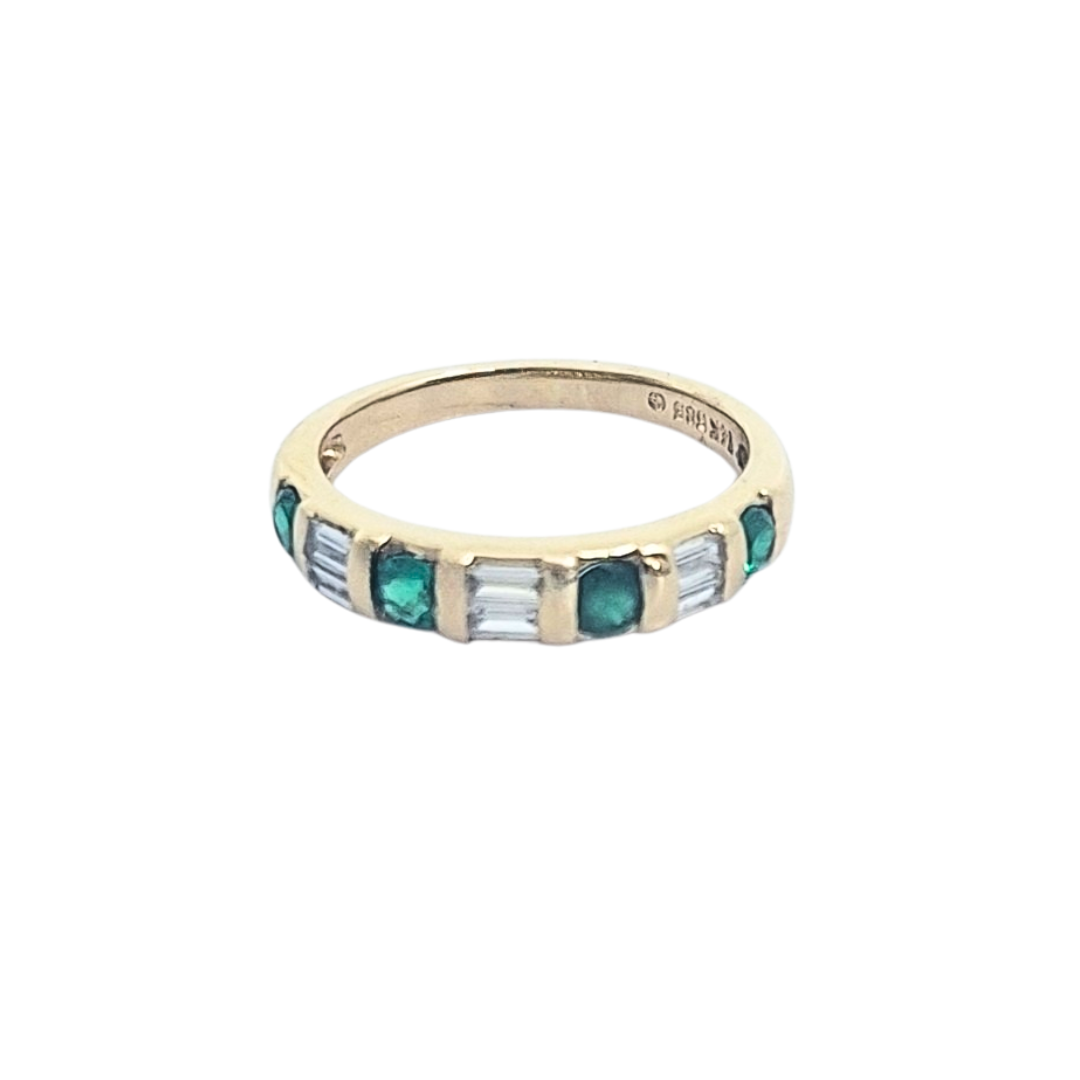 14ct Yellow Gold Emerald & Diamond Eternity Ring