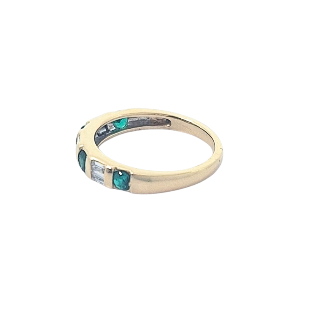 14ct Yellow Gold Emerald & Diamond Eternity Ring