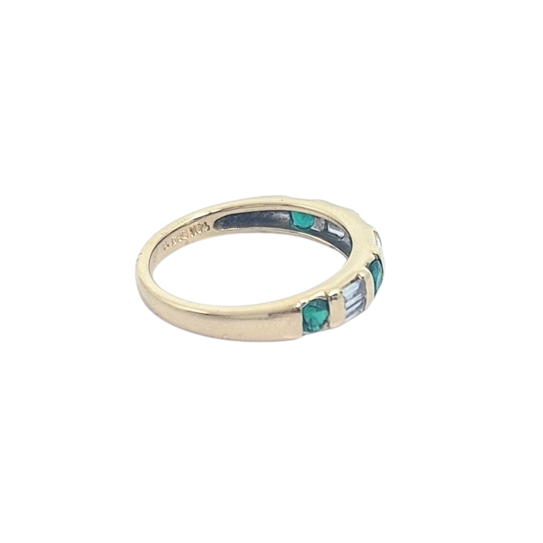 14ct Yellow Gold Emerald & Diamond Eternity Ring