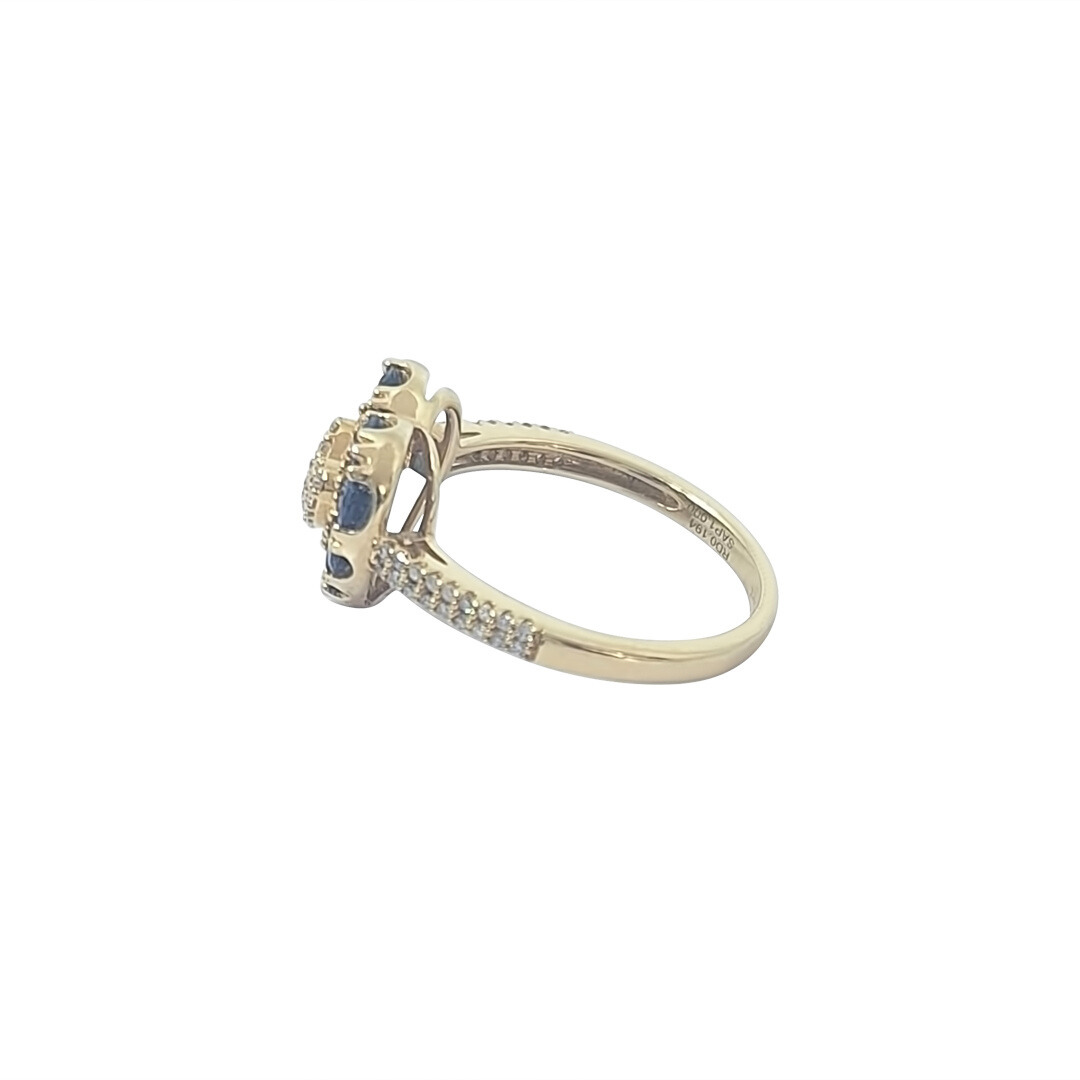 14ct Yellow Gold Sapphire & Diamond Heart Ring