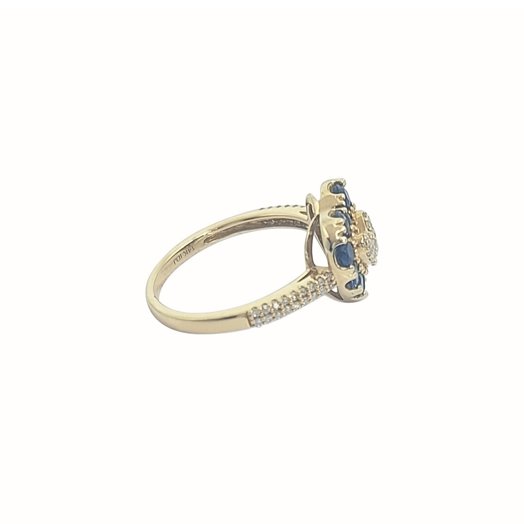 14ct Yellow Gold Sapphire & Diamond Heart Ring