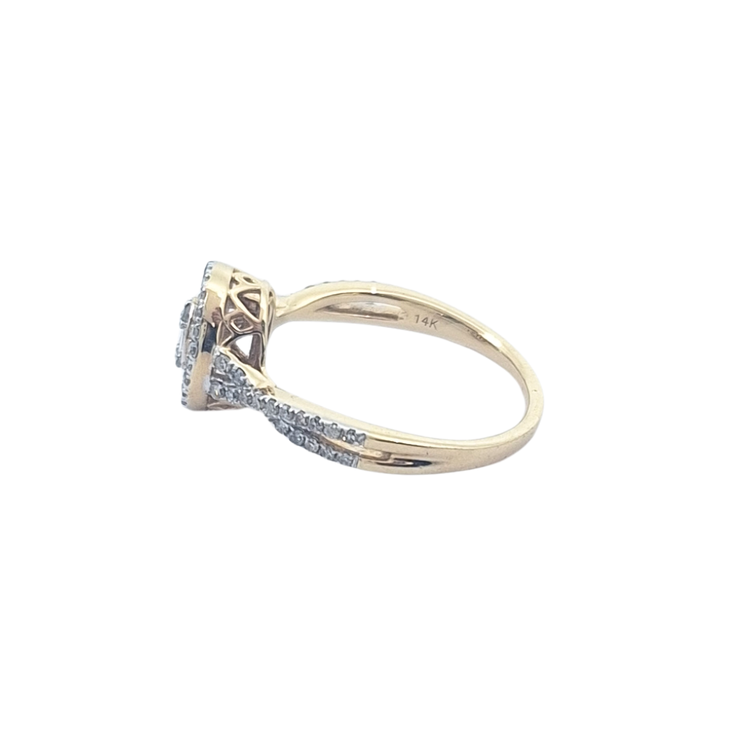 14ct Yellow Gold Ruby & Diamond Cluster Ring