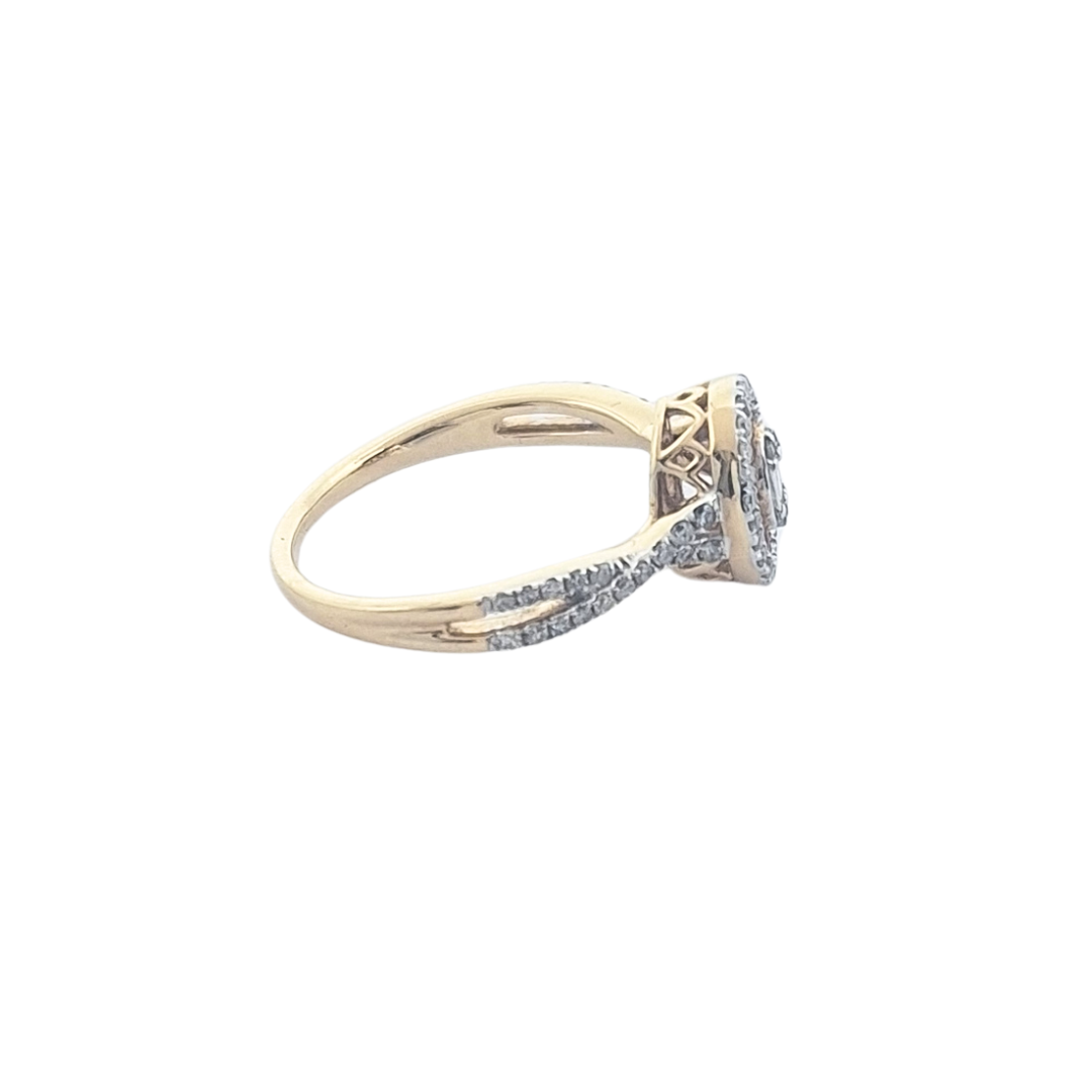 14ct Yellow Gold Ruby & Diamond Cluster Ring
