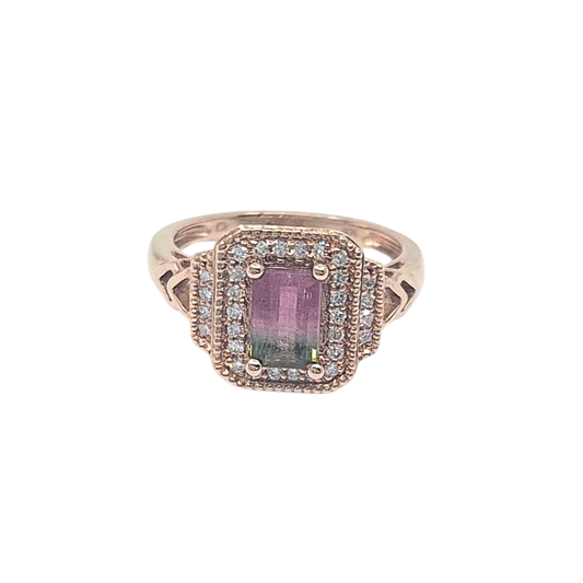 14ct Rose Gold Tourmaline & Diamond Ring