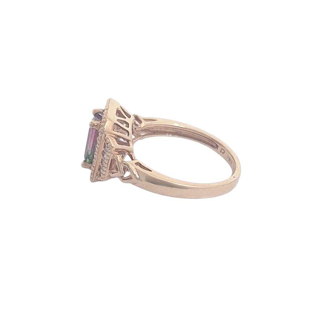 14ct Rose Gold Tourmaline & Diamond Ring