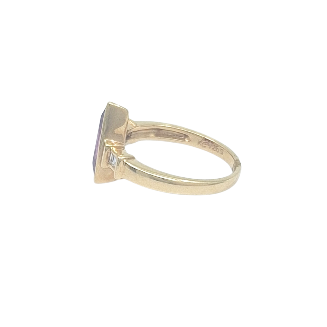 14ct Yellow Gold Pink Sapphire & Diamond Ring
