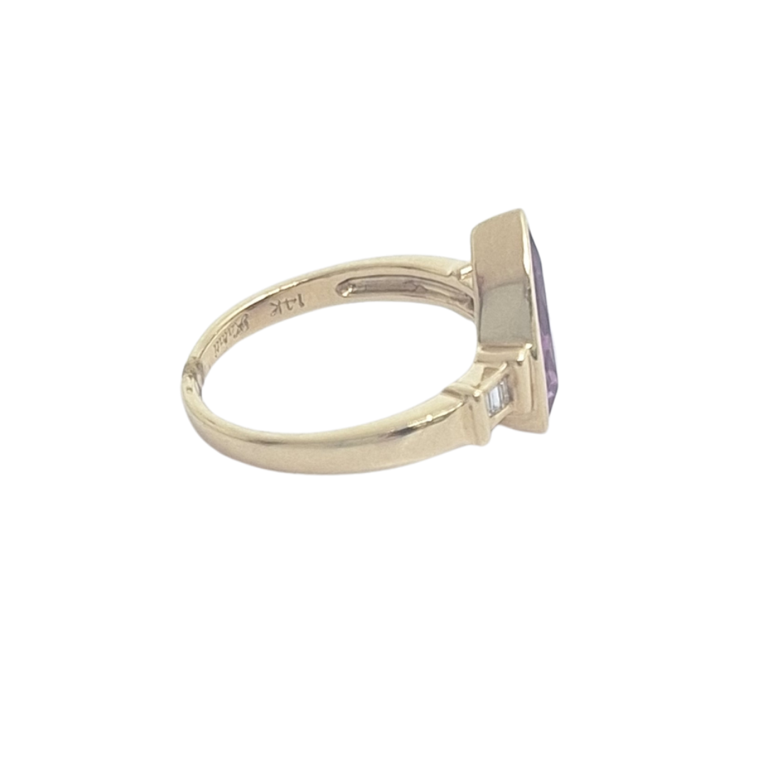14ct Yellow Gold Pink Sapphire & Diamond Ring