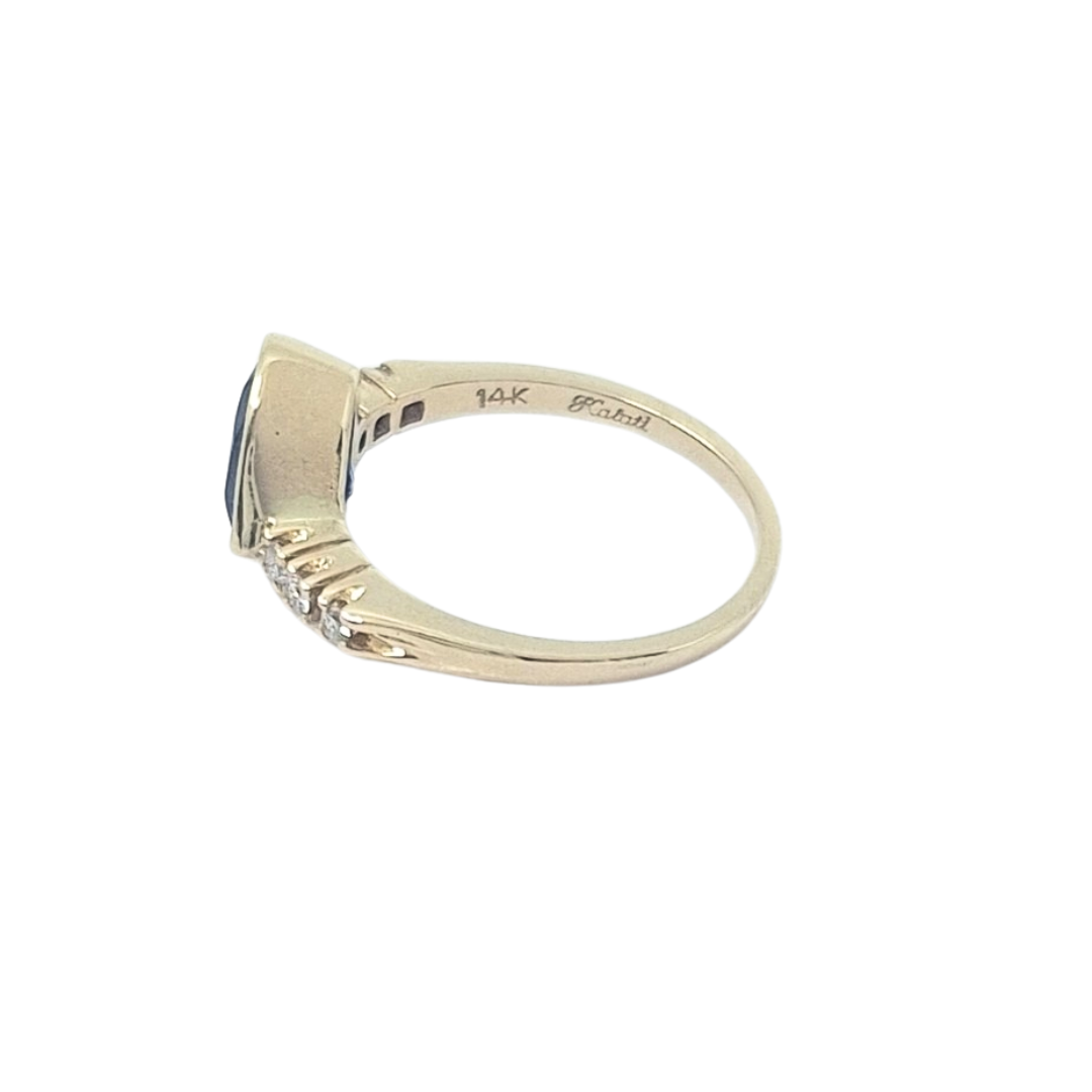 14ct Yellow Gold Sapphire & Diamond Ring