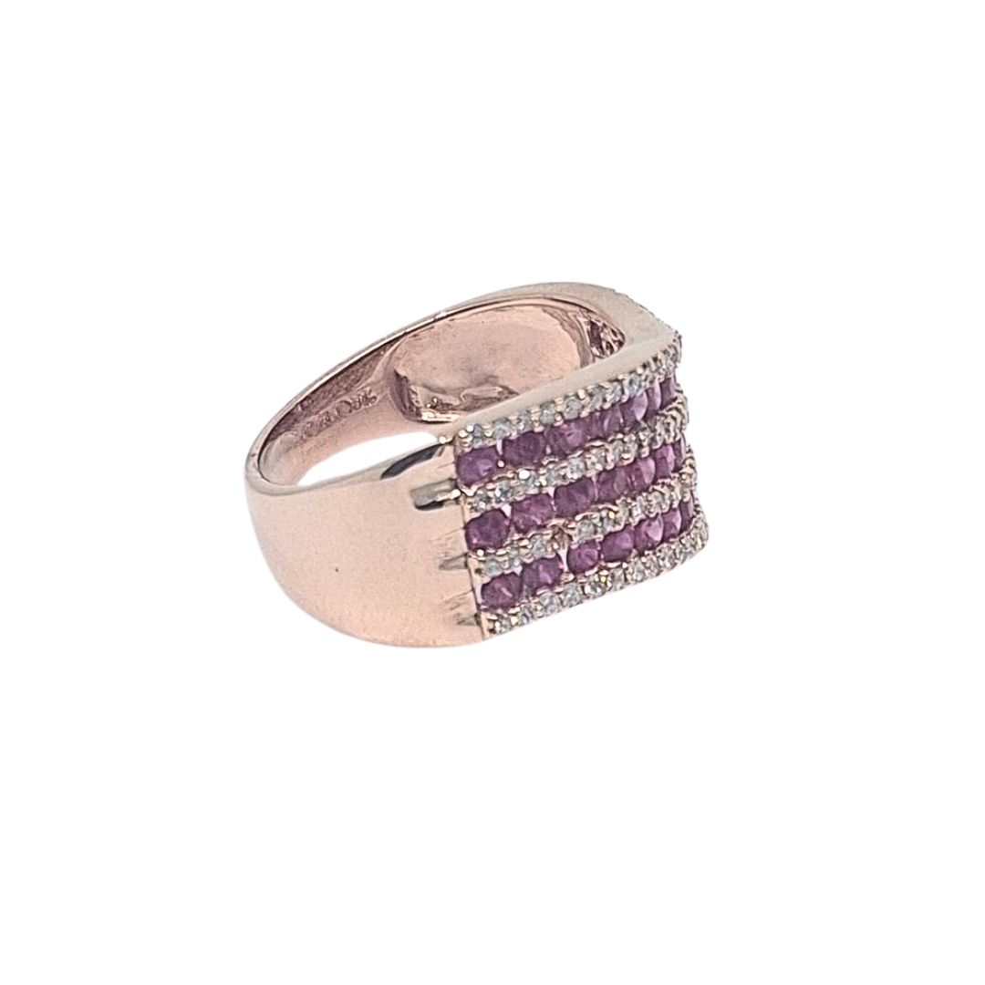 14ct Rose Gold Ruby & Diamond Fancy Band Ring