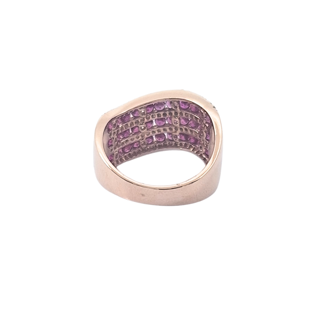 14ct Rose Gold Ruby & Diamond Fancy Band Ring
