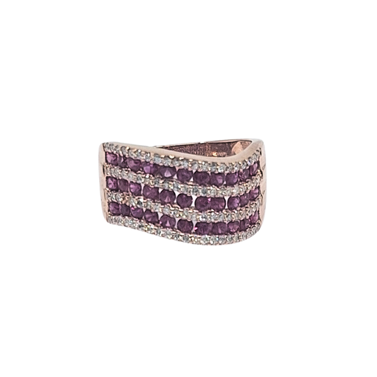 14ct Rose Gold Ruby & Diamond Fancy Band Ring