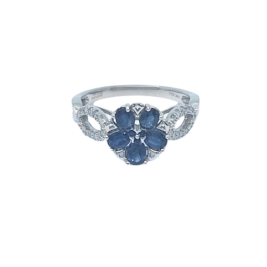 14ct White Gold Sapphire & Diamond Cluster Ring