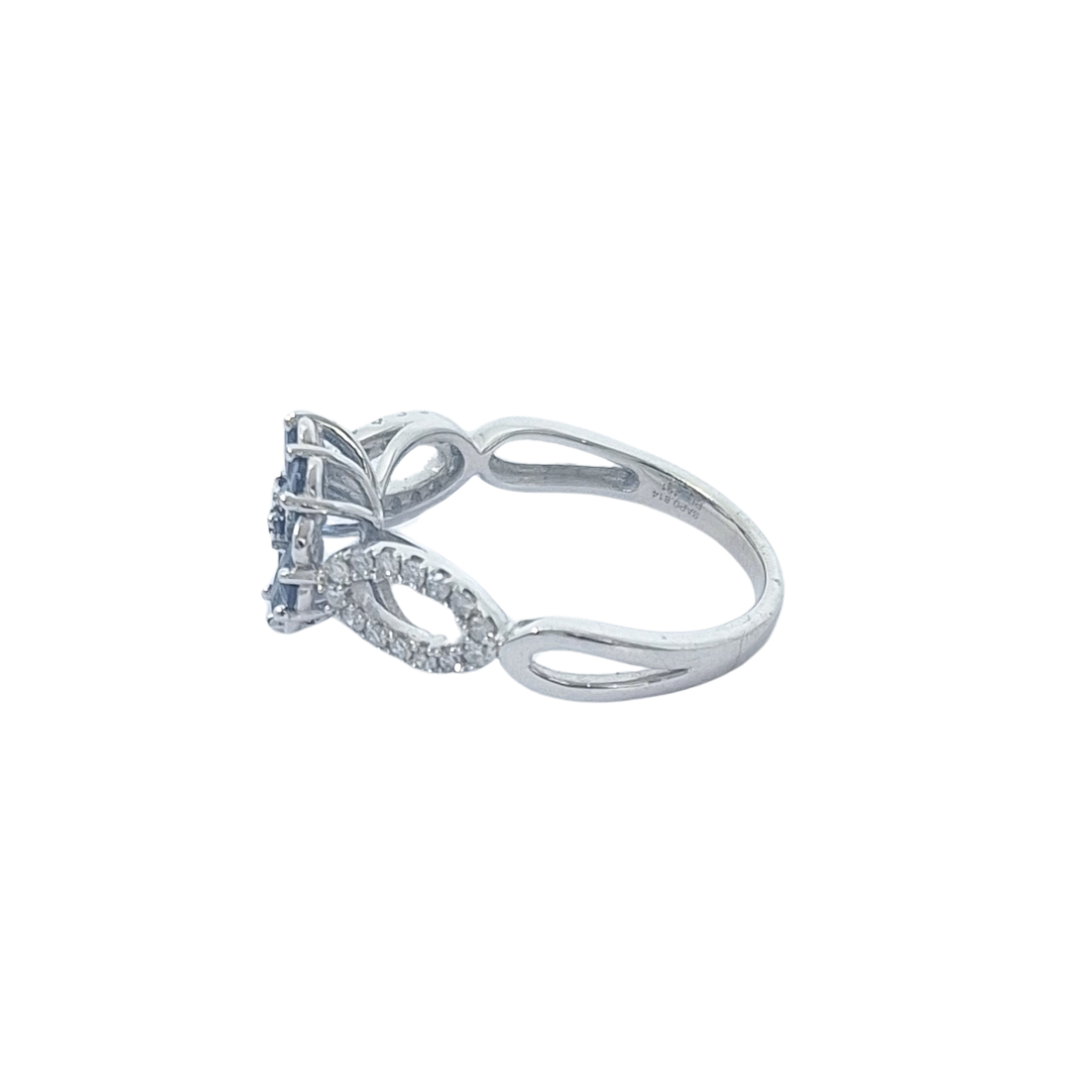 14ct White Gold Sapphire & Diamond Cluster Ring