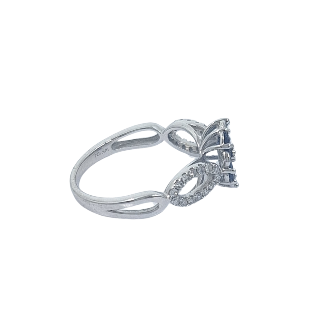 14ct White Gold Sapphire & Diamond Cluster Ring
