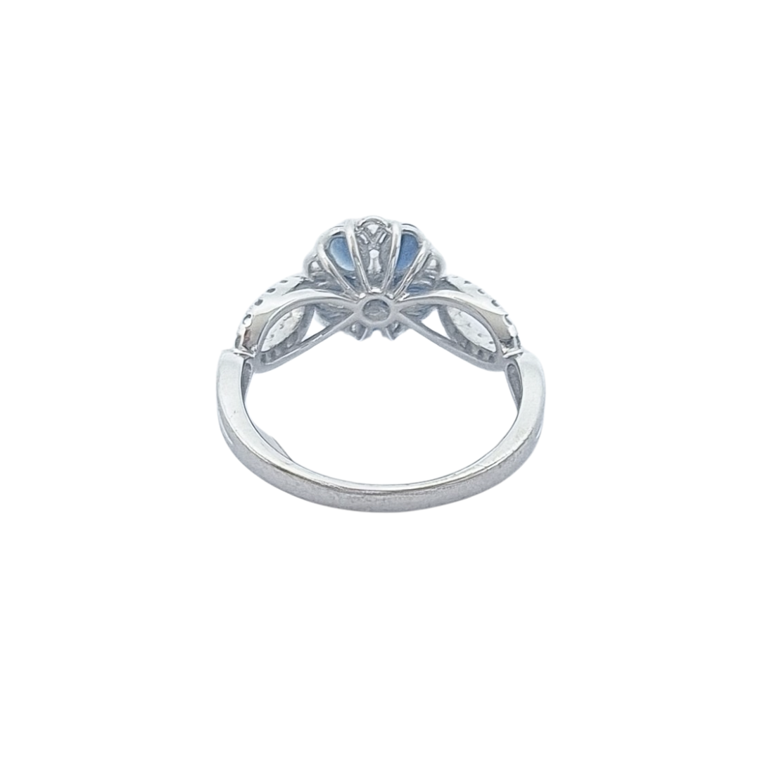 14ct White Gold Sapphire & Diamond Cluster Ring