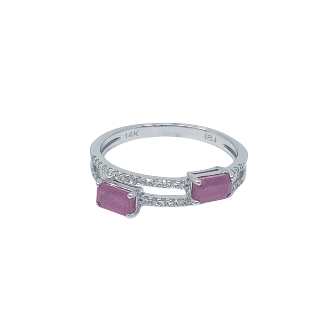 14ct White Gold Ruby & Diamond Ring