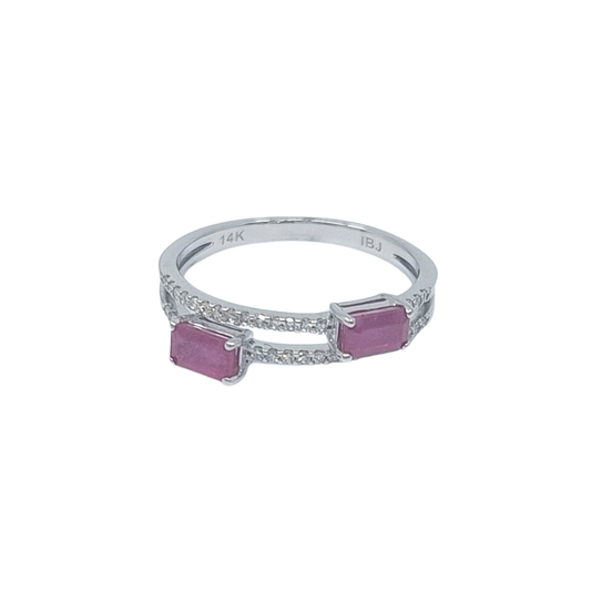 14ct White Gold Ruby & Diamond Ring