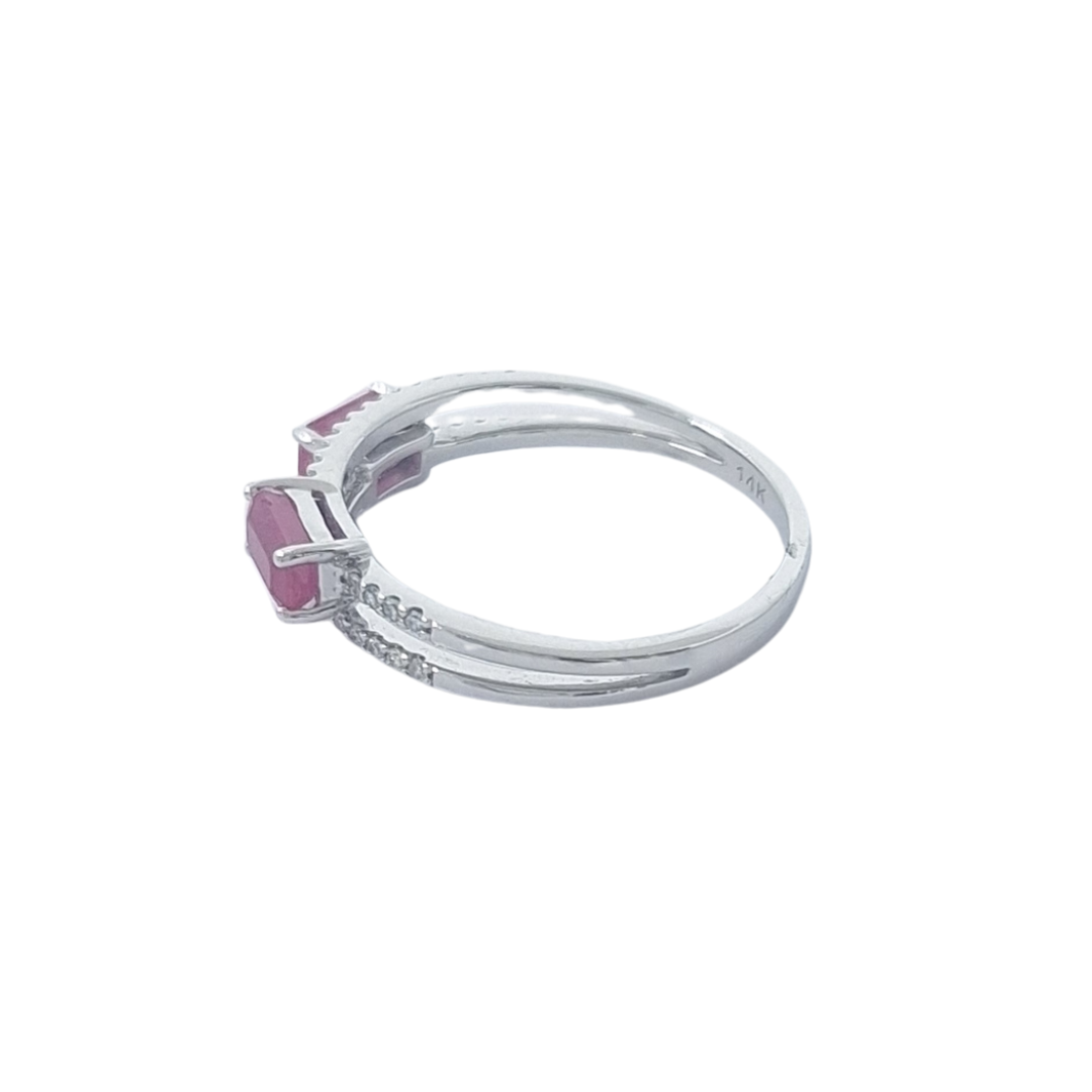 14ct White Gold Ruby & Diamond Ring