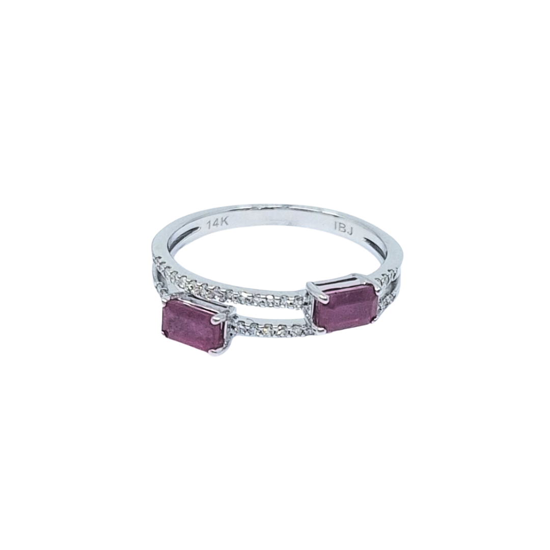 14ct White Gold Ruby & Diamond Ring