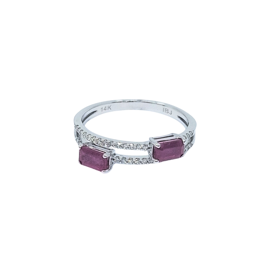 14ct White Gold Ruby & Diamond Ring