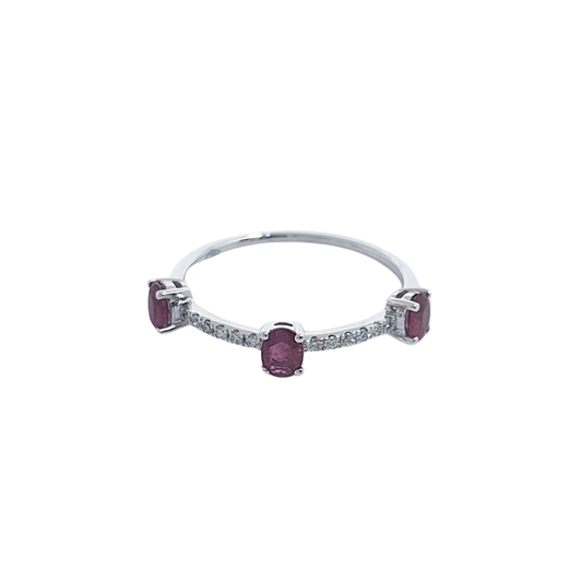 18ct White Gold Ruby & Diamond Ring