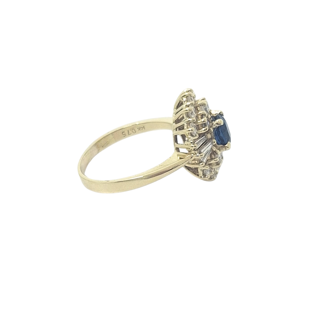 14ct Yellow Gold Sapphire & Diamond Cluster Ring