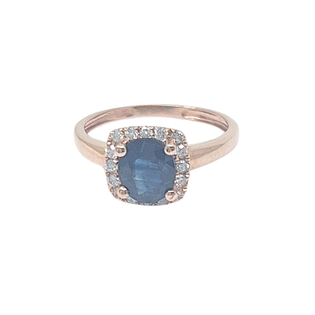 14ct Rose Gold Sapphire & Diamond Ring