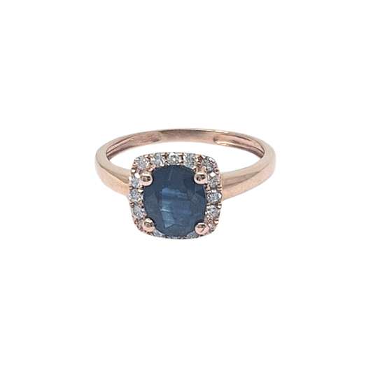 14ct Rose Gold Sapphire & Diamond Ring