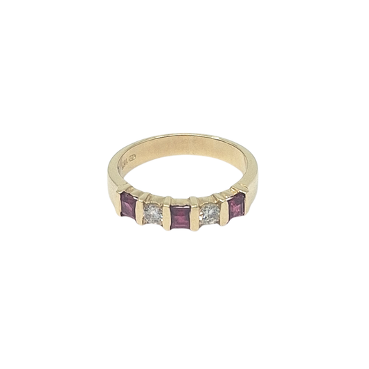 14ct Yellow Gold Ruby & Diamond Eternity Ring