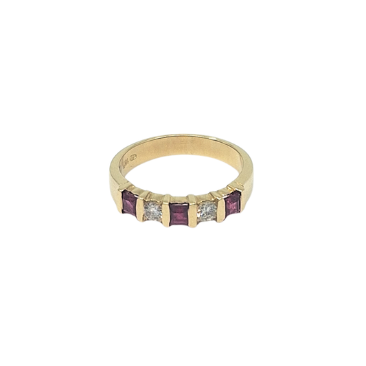 14ct Yellow Gold Ruby & Diamond Eternity Ring